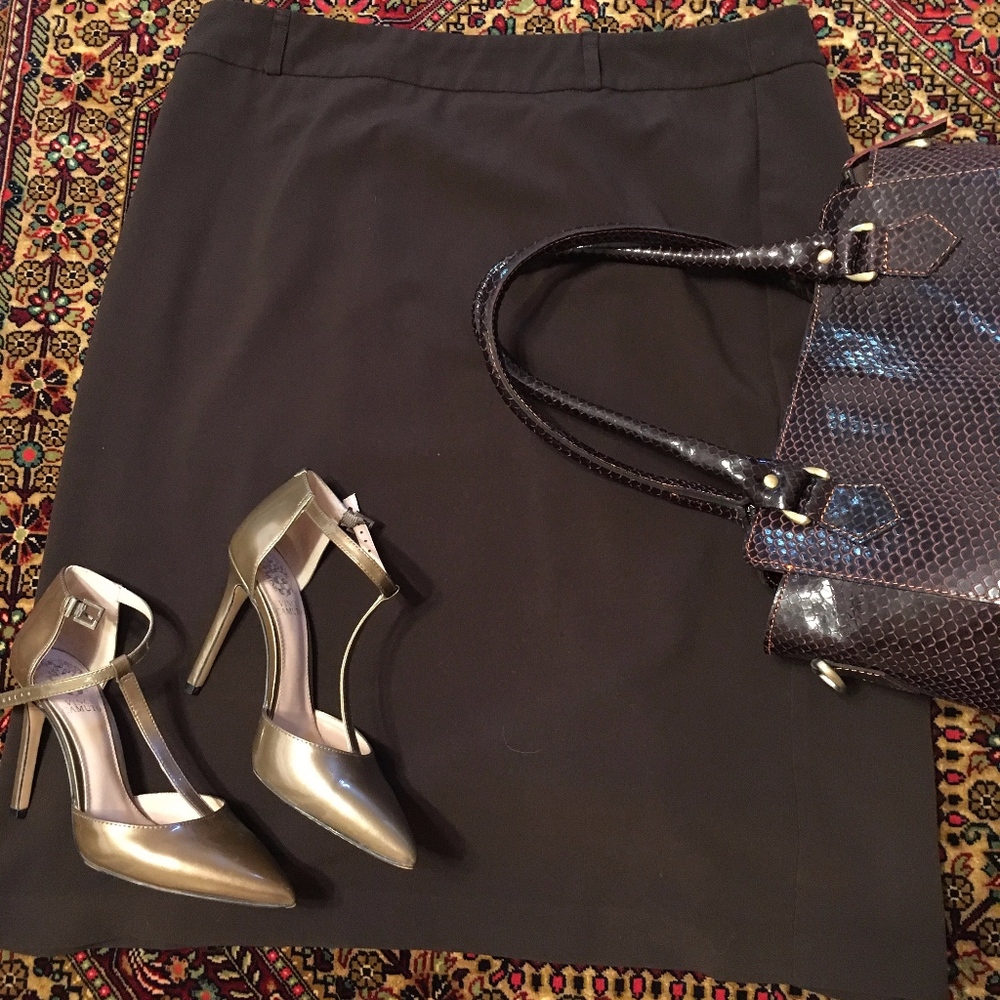 JM Collection Chocolate Pencil Skirt